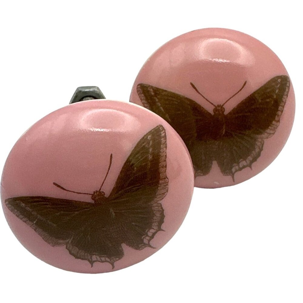 Pink Butterfly Door Cabinet Knobs Fixture 2"x2" Resin Drawer Door Pull